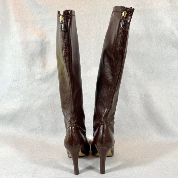 Franco Sarto Artist's Collection Knee High Heeled Boots Womens 8.5M Brown - Picture 5 of 13